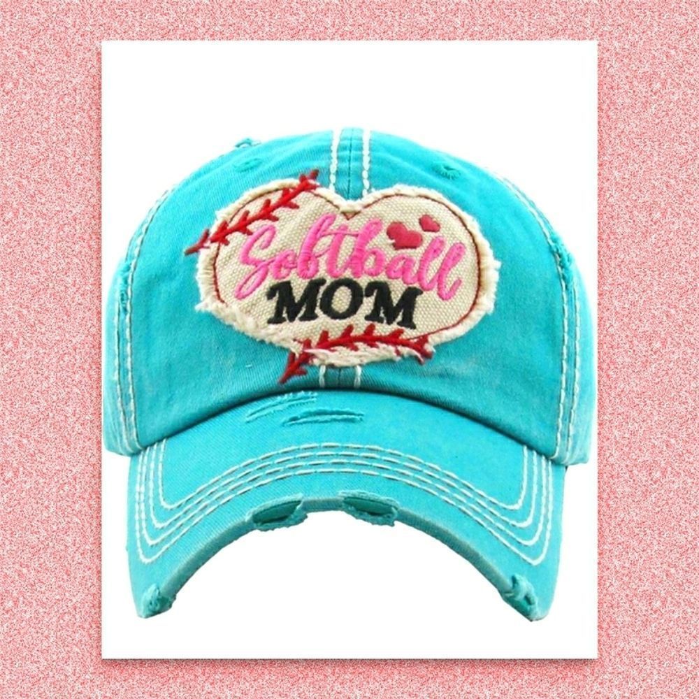 Softball Mom Cap Baseball Cap Turquoise NEW NEW WITH TAGS Mom Gift